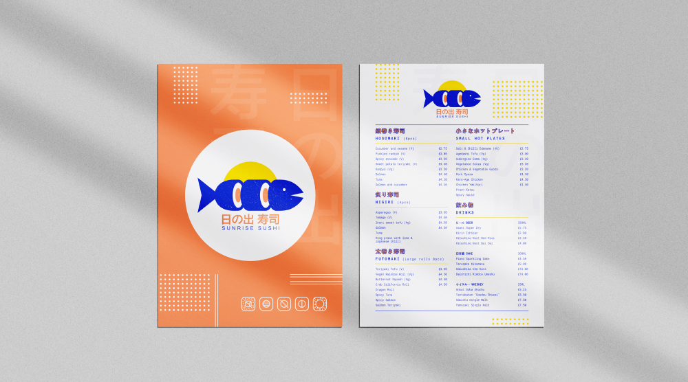 Image depicts the Sunrise Sushi menu