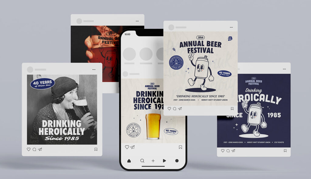 This image shows 5 social posts with HWBS annual beer festival branding.